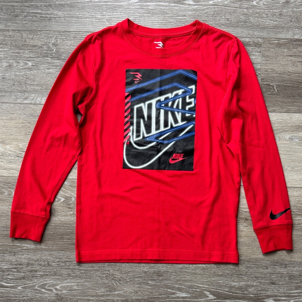 Nike Kids Red Long Sleeve Tee with Neon Graphic NWOT